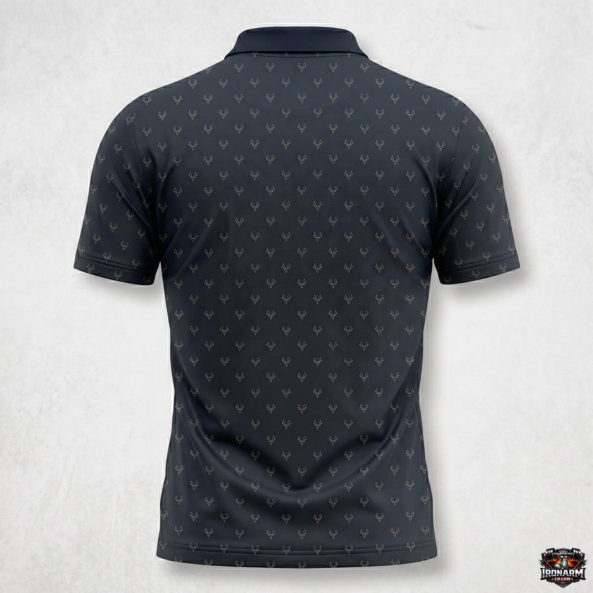 Navy Deer Skull Micro Pattern Polo Shirt DP1011