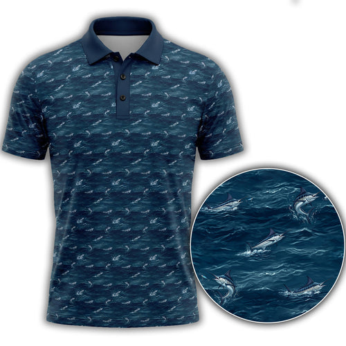 Saltwater Fishing Pattern Polo Shirt SFP1001