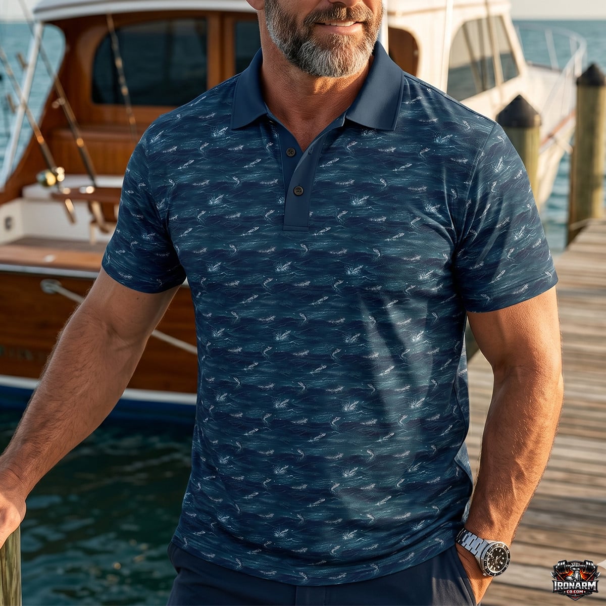 Saltwater Fishing Pattern Polo Shirt SFP1001