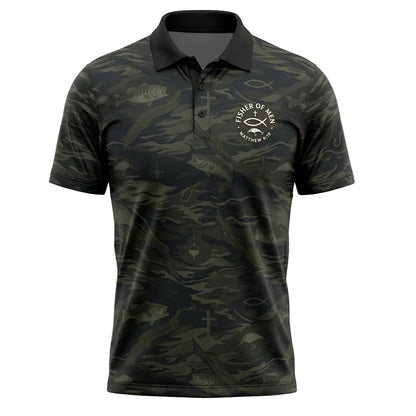 Christian Bass Fishing Camo Pattern Polo Shirt BFP1013