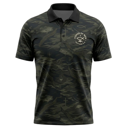 Christian Bass Fishing Camo Pattern Polo Shirt BFP1013