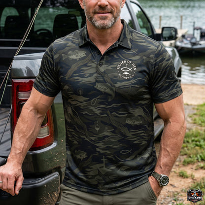 Christian Bass Fishing Camo Pattern Polo Shirt BFP1013