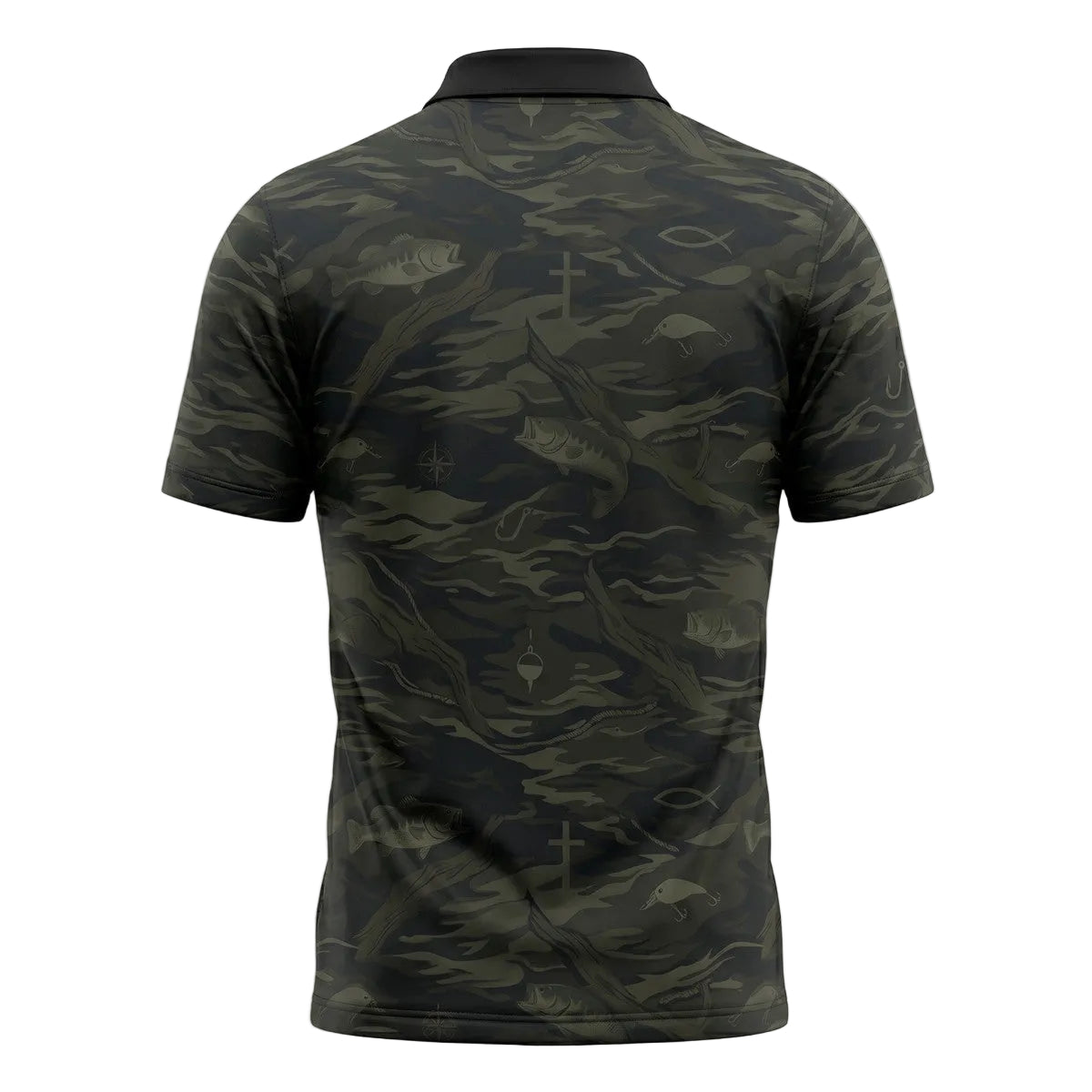 Christian Bass Fishing Camo Pattern Polo Shirt BFP1013