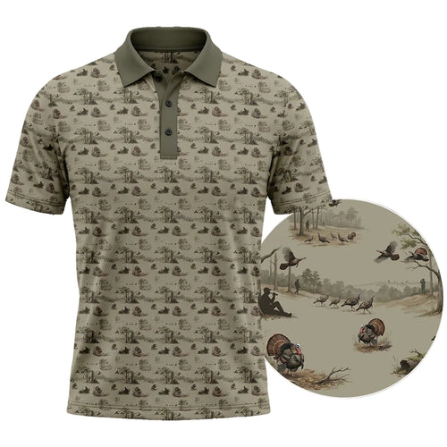 Wild Turkey Woodland Pattern Polo Shirt TP1039