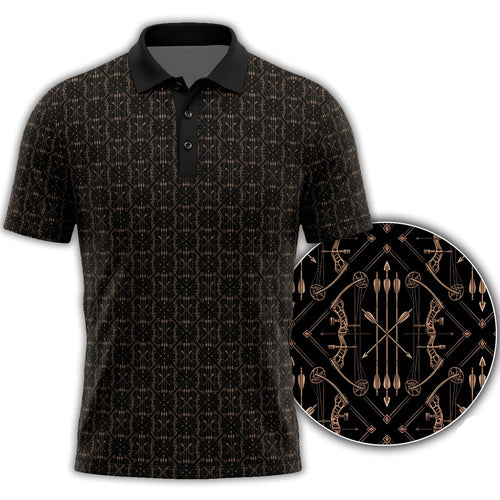 Vintage Deer Bow and Arrow Pattern Polo Shirt BHP1002