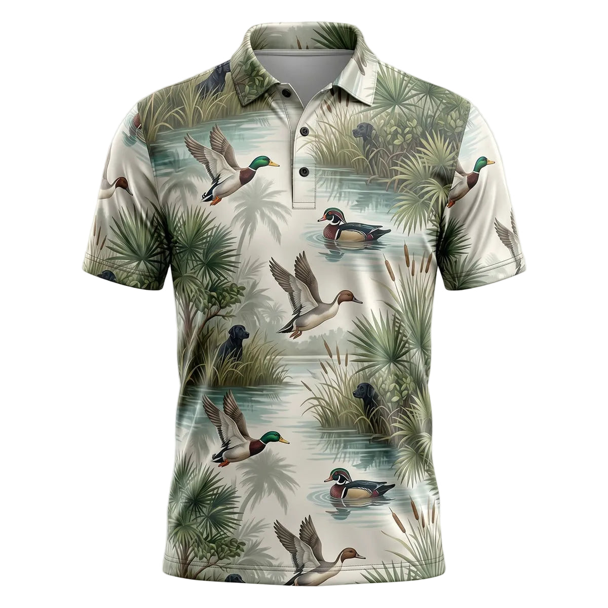 Mallard Duck Wetland Pattern Polo Shirt DHP1014
