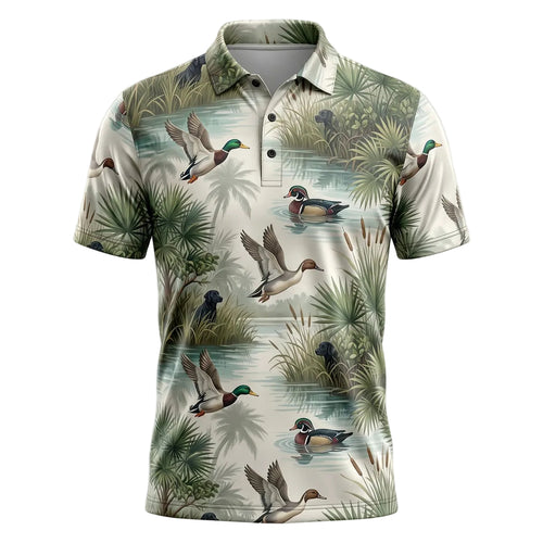 Mallard Duck Wetland Pattern Polo Shirt DHP1014