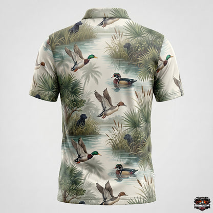 Mallard Duck Wetland Pattern Polo Shirt DHP1014