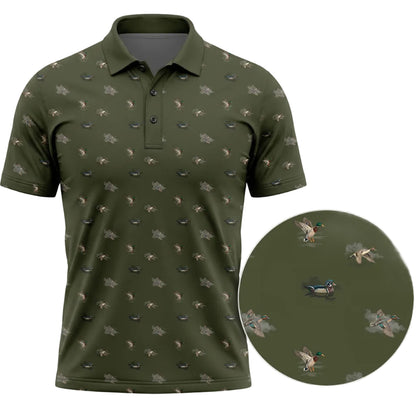 Wood Duck and Mallard Pattern Polo Shirt DHP1015