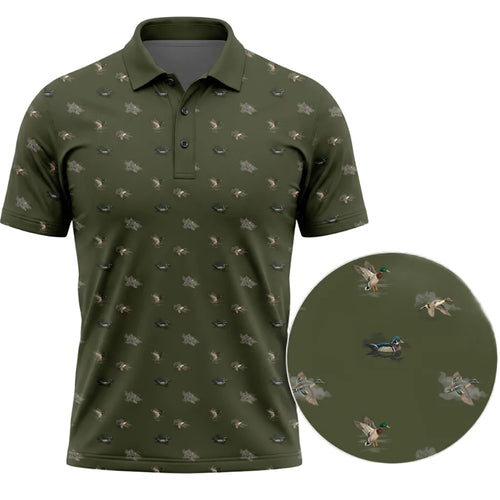Wood Duck and Mallard Pattern Polo Shirt DHP1015