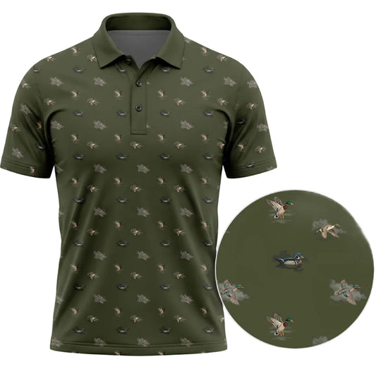 Wood Duck and Mallard Pattern Polo Shirt DHP1015