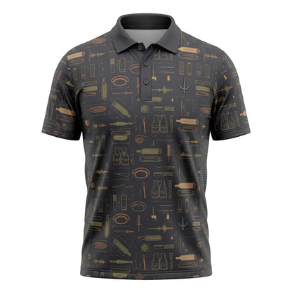 Fishing Tackle Pattern Polo Shirt TP1040