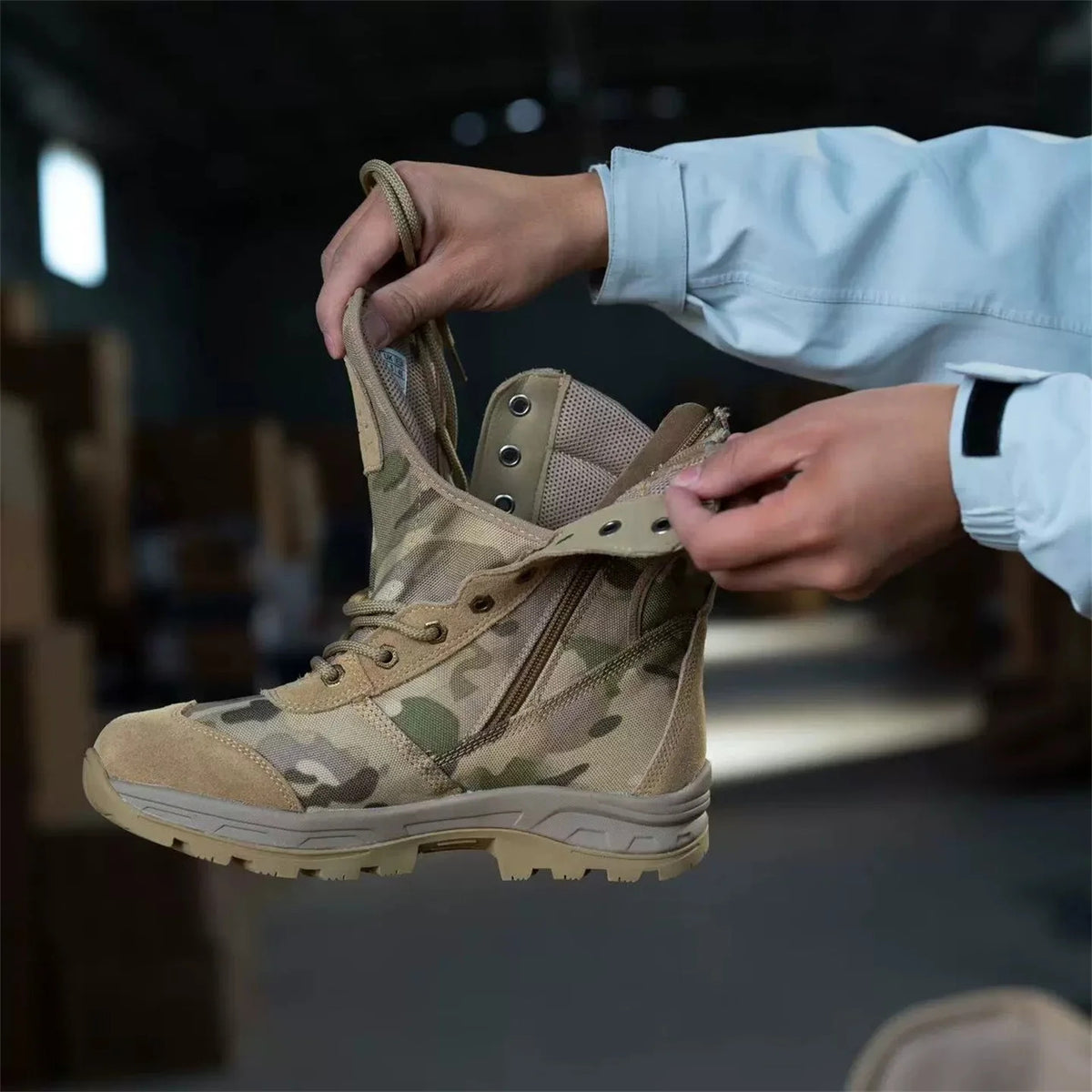 Outdoor Desert Tactical Boots Men's Camouflage Hunting Boots High-Top Non-Slip Wear-Resistant Mountaineering Hiking Shoes