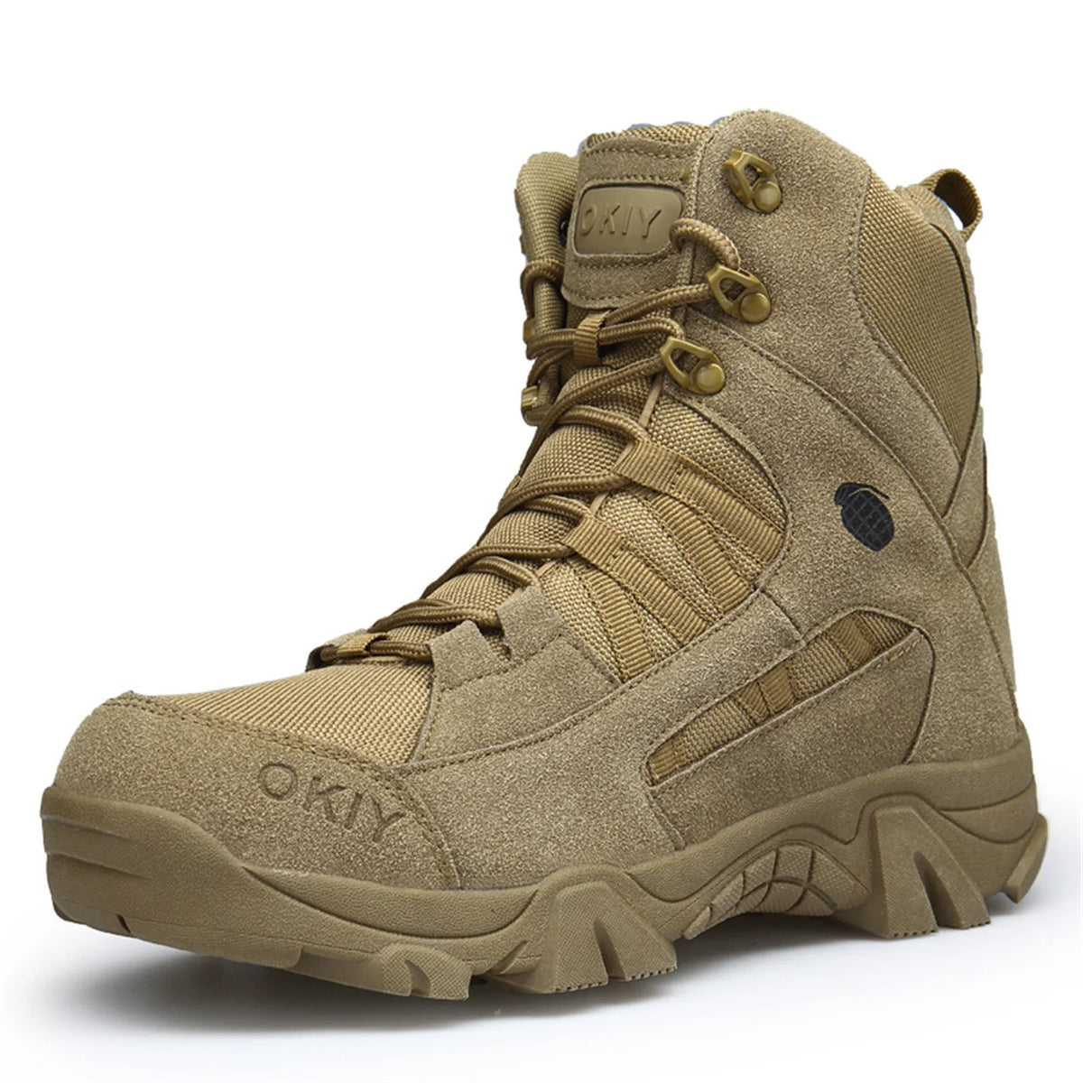 High-Top Suede Leather Hunting Boots Men's Breathable Desert Tactical Shoes Outdoor Hiking Wear-Resistant Mountaineering Boots