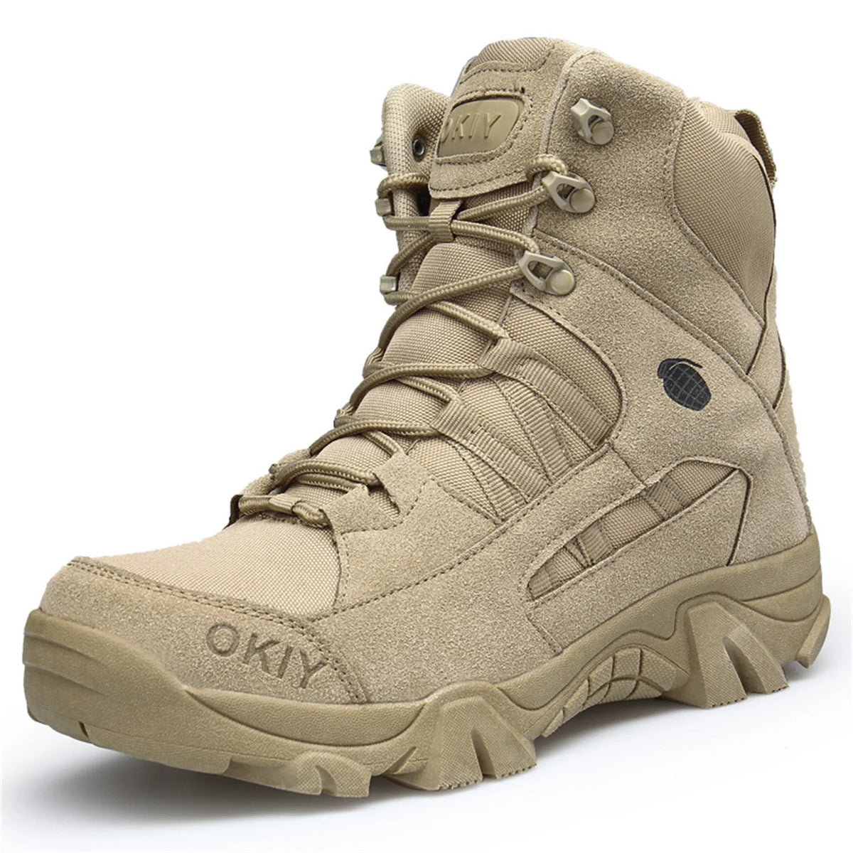 High-Top Suede Leather Hunting Boots Men's Breathable Desert Tactical Shoes Outdoor Hiking Wear-Resistant Mountaineering Boots