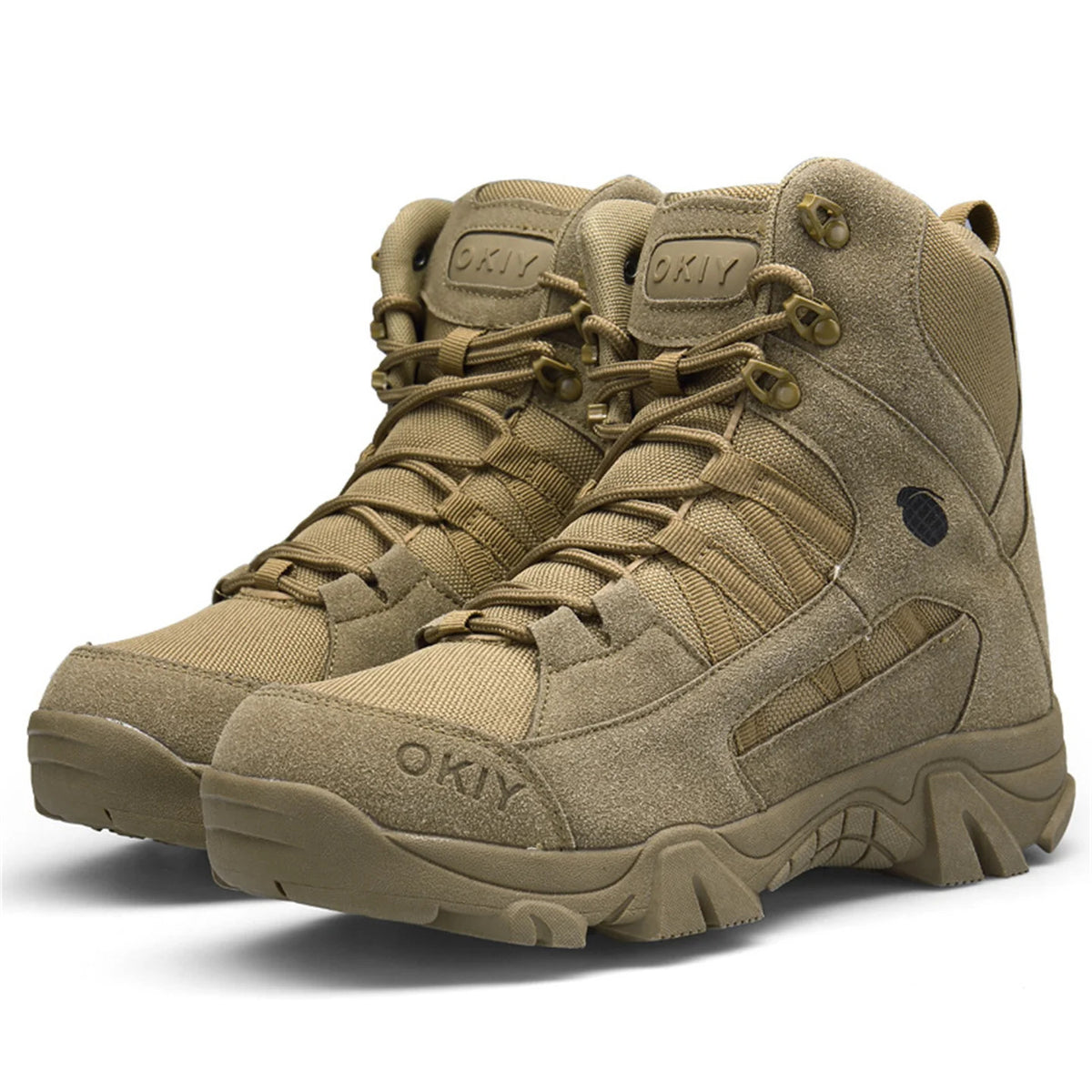 High-Top Suede Leather Hunting Boots Men's Breathable Desert Tactical Shoes Outdoor Hiking Wear-Resistant Mountaineering Boots