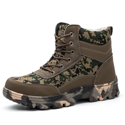 Winter Wool Lining Thermal Snow Shoes Men's Camouflage Hunting Boots Outdoor Non-Slip Wear-Resistant Mountaineering Boots