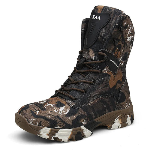 High-Top Hiking Shoes Men Camouflage Waterproof Boots Non-Slip Tactical Boots Outdoor Trekking Hunting Shoes
