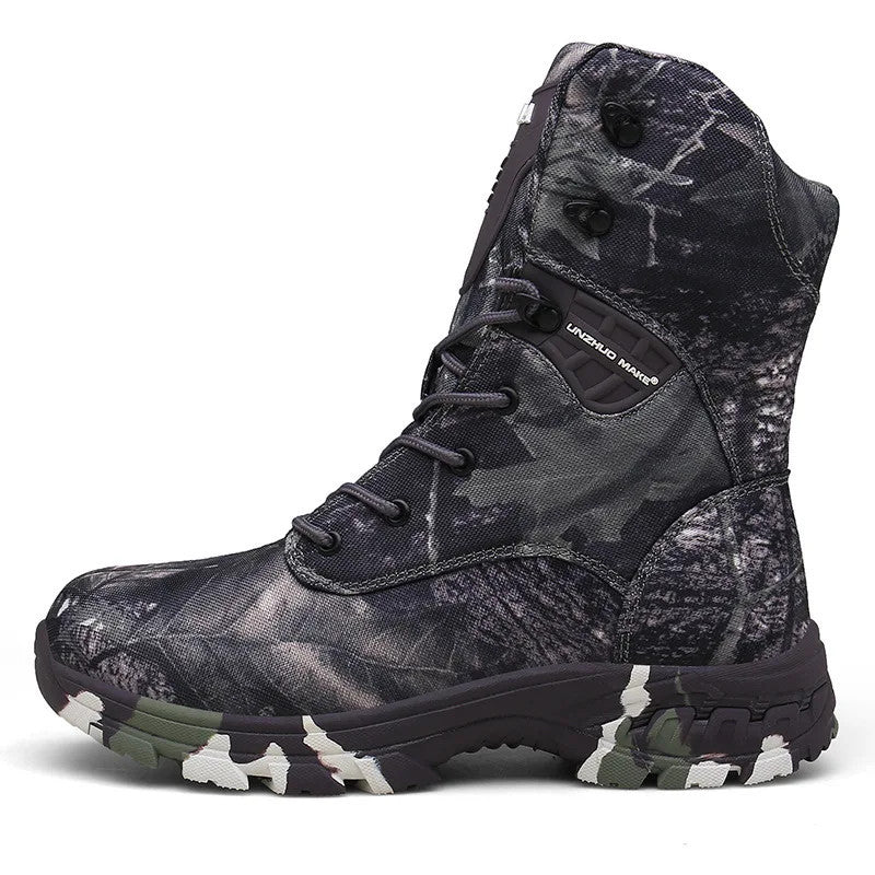 High-Top Hiking Shoes Men Camouflage Waterproof Boots Non-Slip Tactical Boots Outdoor Trekking Hunting Shoes