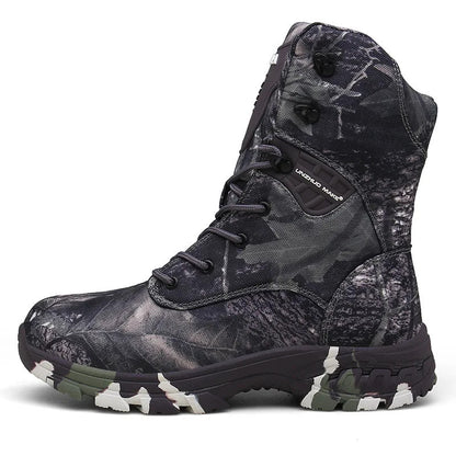 High-Top Hiking Shoes Men Camouflage Waterproof Boots Non-Slip Tactical Boots Outdoor Trekking Hunting Shoes
