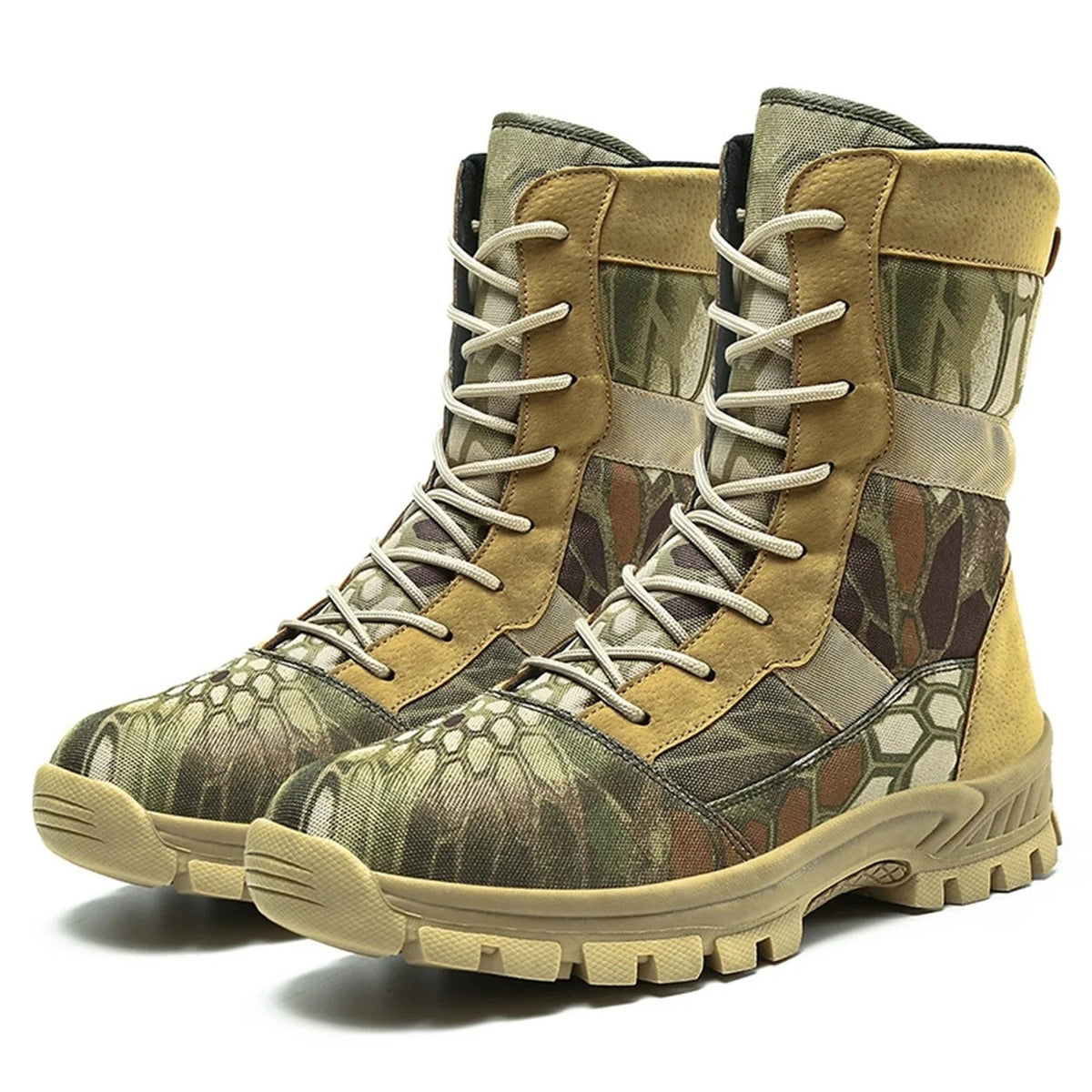 High-Top Desert Tactical Boots Men's Camouflage Hunting Boots Outdoor Non-Slip Wear-Resistant Mountaineering Hiking Shoes