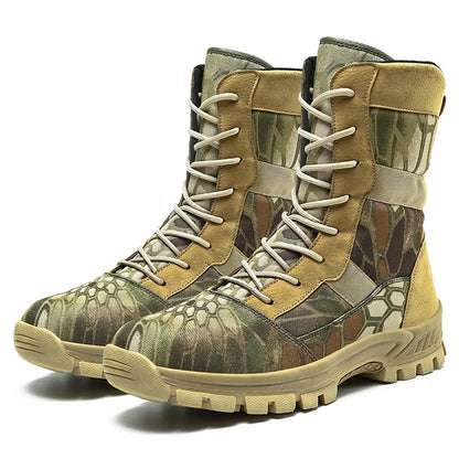 High-Top Desert Tactical Boots Men's Camouflage Hunting Boots Outdoor Non-Slip Wear-Resistant Mountaineering Hiking Shoes
