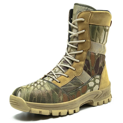 High-Top Desert Tactical Boots Men's Camouflage Hunting Boots Outdoor Non-Slip Wear-Resistant Mountaineering Hiking Shoes