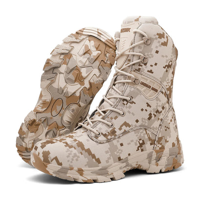 High-Top Camouflage Men's Hunting Boots Breathable Tactical Shoes Outdoor Hiking Training Wear-Resistant Mountaineering Boots