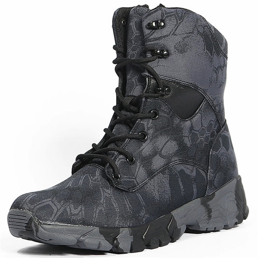 Hunting Boots Men's High-Top Camouflage Breathable Tactical Shoes Outdoor Hiking Wear-Resistant Waterproof Mountaineering Boots