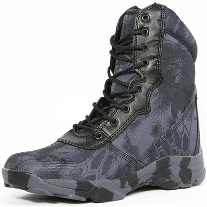 Hunting Boots Men's High-Top Camouflage Breathable Tactical Shoes Outdoor Hiking Wear-Resistant Waterproof Mountaineering Boots