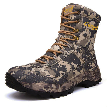 Outdoor Camouflage Hunting Boots Men's Mountaineering Hiking Shoes Waterproof Non-Slip Training Tactical Boots