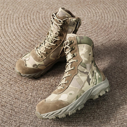 Winter Wool Lining Thermal Camouflage Hunting Boots Men's Outdoor Non-Slip Waterproof Snow Shoes High-Top Mountaineering Boots