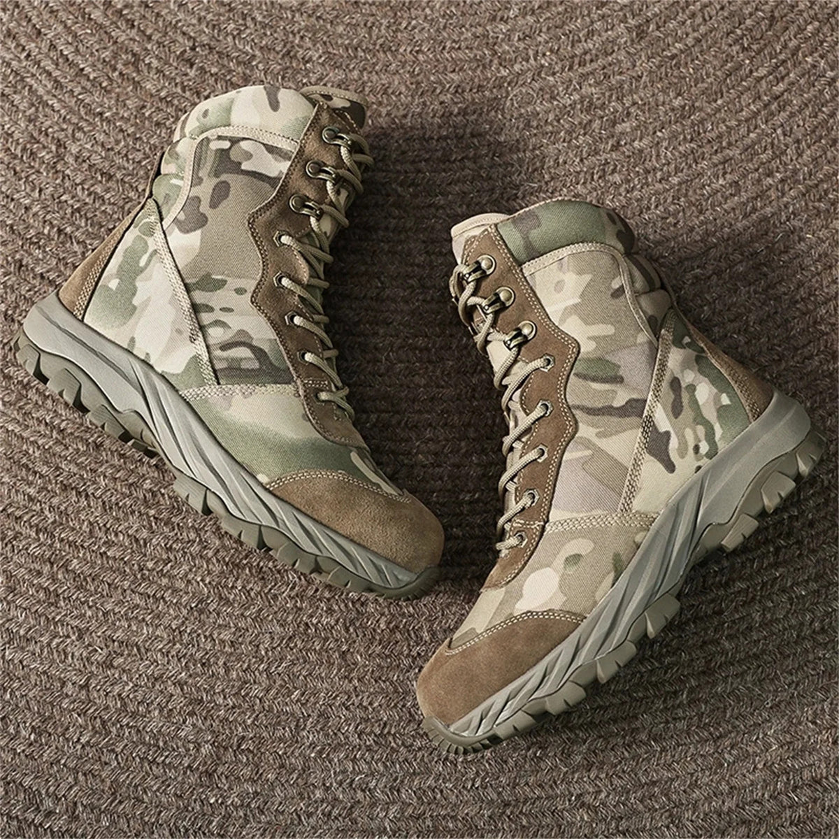 Winter Wool Lining Thermal Camouflage Hunting Boots Men's Outdoor Non-Slip Waterproof Snow Shoes High-Top Mountaineering Boots