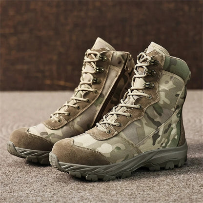 Winter Wool Lining Thermal Camouflage Hunting Boots Men's Outdoor Non-Slip Waterproof Snow Shoes High-Top Mountaineering Boots