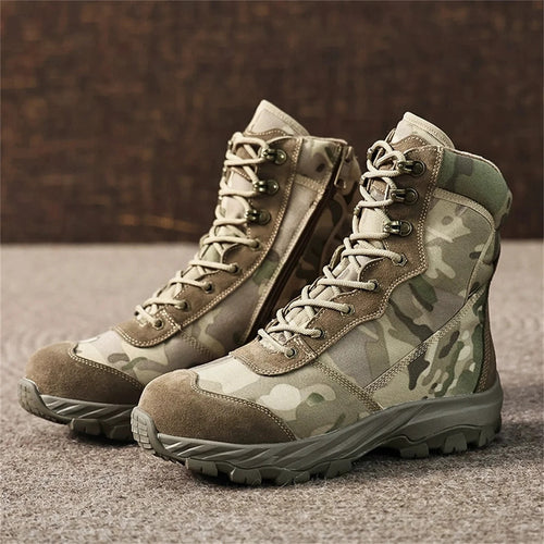 Winter Wool Lining Thermal Camouflage Hunting Boots Men's Outdoor Non-Slip Waterproof Snow Shoes High-Top Mountaineering Boots