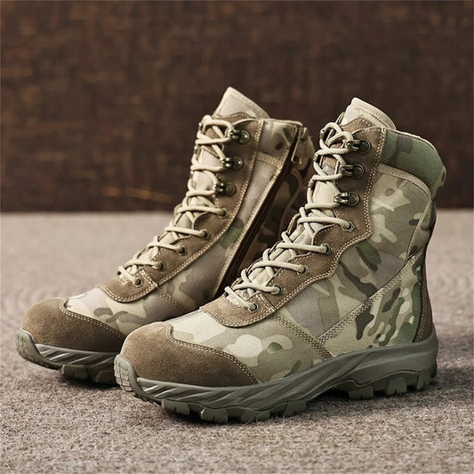 Winter Wool Lining Thermal Camouflage Hunting Boots Men's Outdoor Non-Slip Waterproof Snow Shoes High-Top Mountaineering Boots