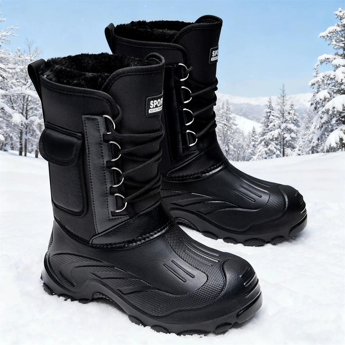 Winter Camouflage Fleece Lining Warm Hunting Boots Men's Outdoor Non-Slip Waterproof Snow Shoes Hiking Mountaineering Boots