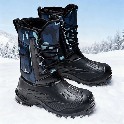 Winter Camouflage Fleece Lining Warm Hunting Boots Men's Outdoor Non-Slip Waterproof Snow Shoes Hiking Mountaineering Boots
