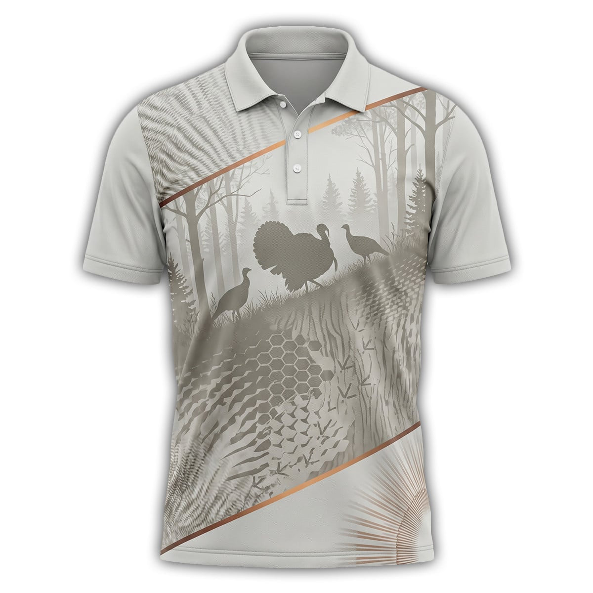 Turkey Hunting Camo Polo Shirt Wild Turkey Forest Scene Gift for Men TP1044