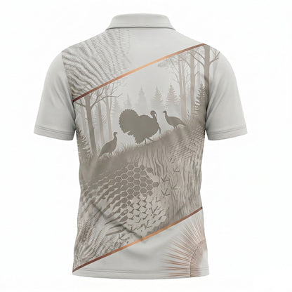 Turkey Hunting Camo Polo Shirt Wild Turkey Forest Scene Gift for Men TP1044