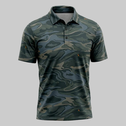 Fly Fishing River Camo Polo Shirt FFP1010