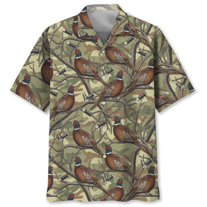 Vintage Pheasant Hunting Camouflage Hawaiian Shirt