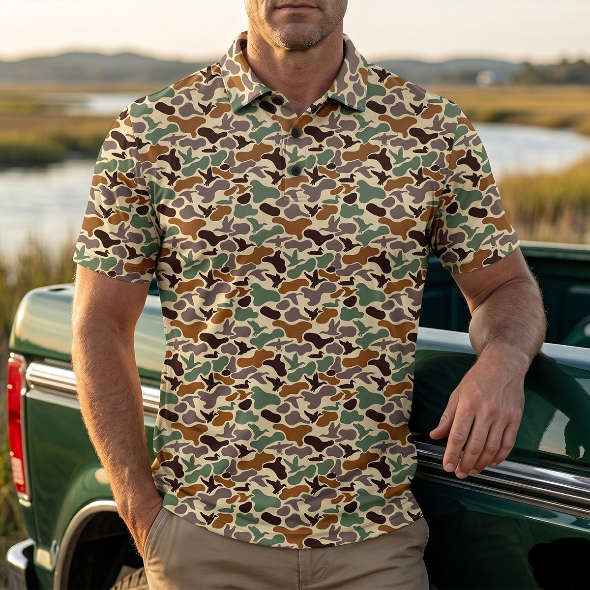 Duck Hunting camo Polo Shirt gift for Dad DHP1023