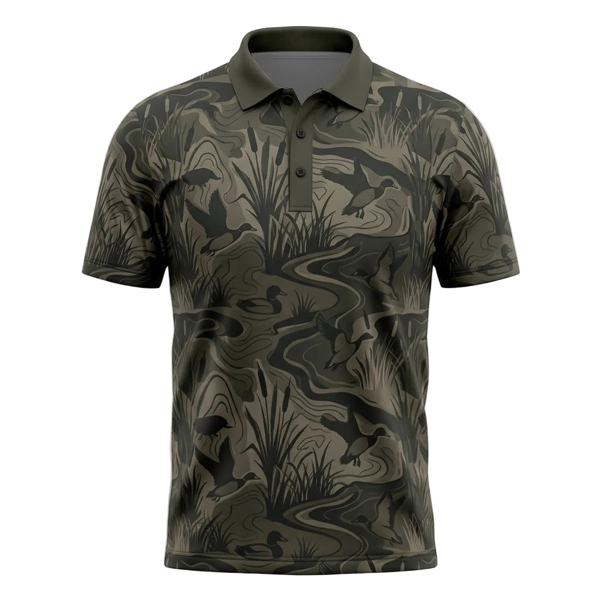 Waterfowl Mallard Duck Hunter Camo Polo Shirt DHP1025