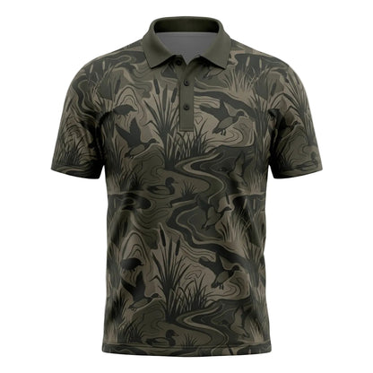 Waterfowl Mallard Duck Hunter Camo Polo Shirt DHP1025