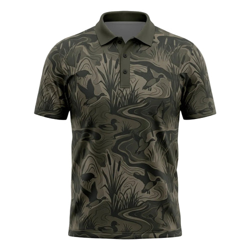 Waterfowl Mallard Duck Hunter Camo Polo Shirt DHP1025