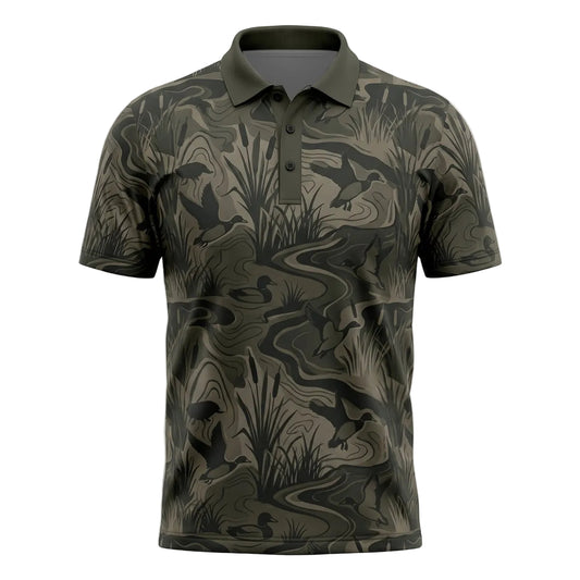 Waterfowl Mallard Duck Hunter Camo Polo Shirt DHP1025