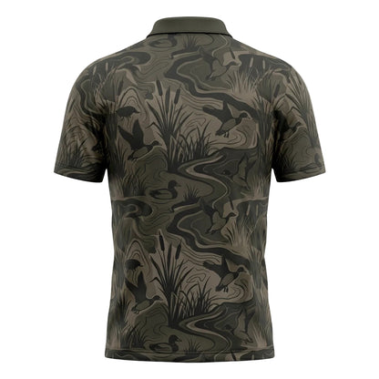 Waterfowl Mallard Duck Hunter Camo Polo Shirt DHP1025