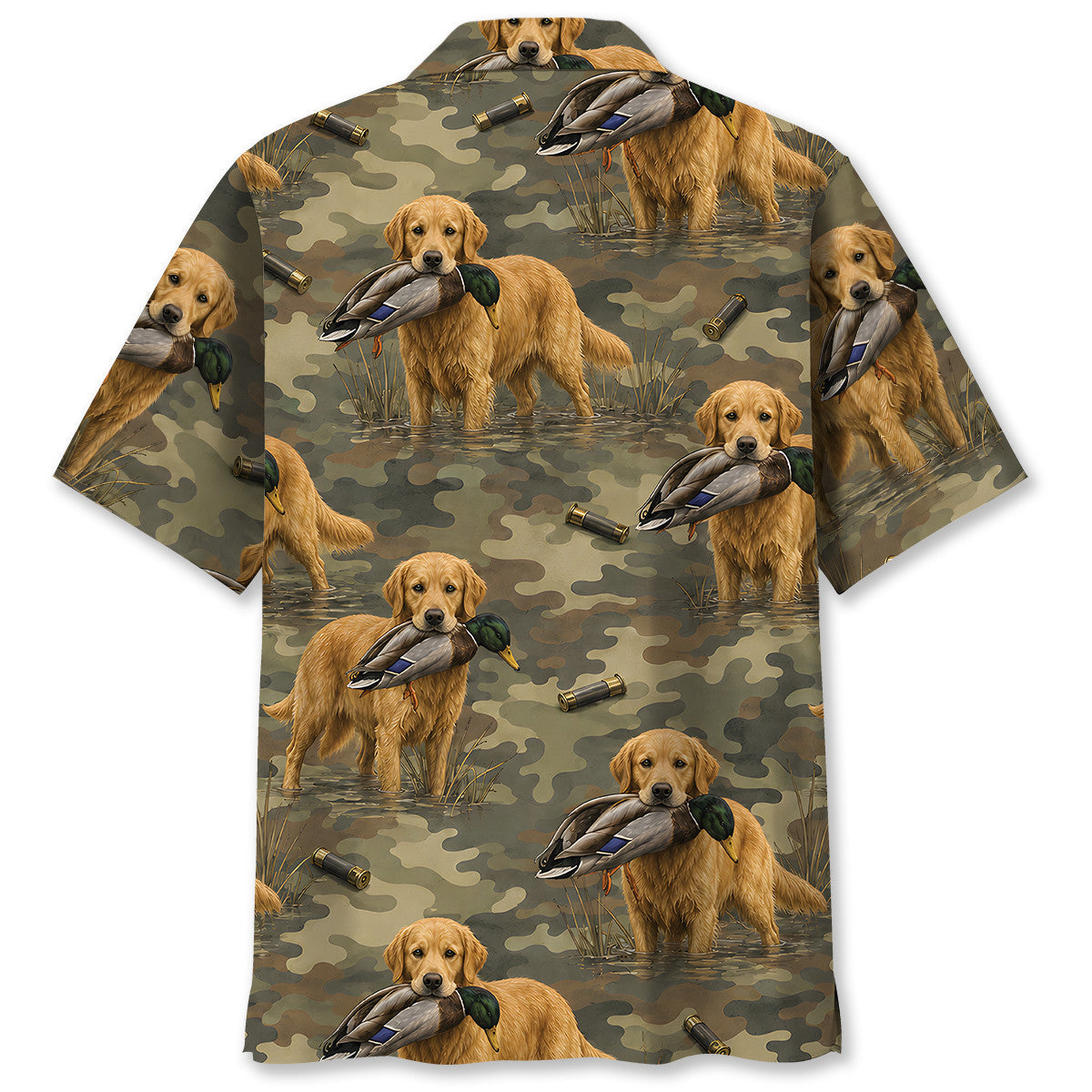 Golden Retriever Duck Hunting Camouflage Hawaiian Shirt
