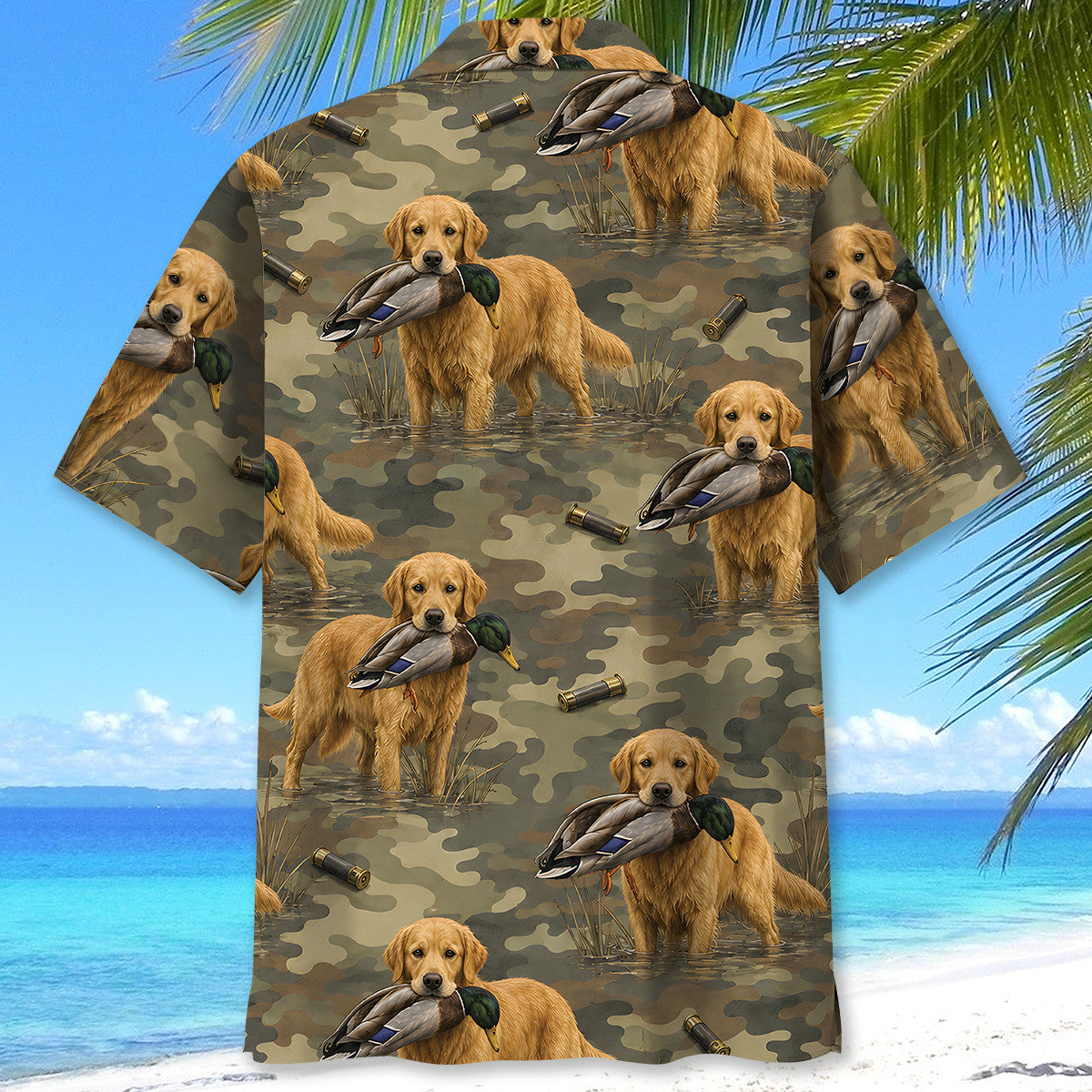 Golden Retriever Duck Hunting Camouflage Hawaiian Shirt